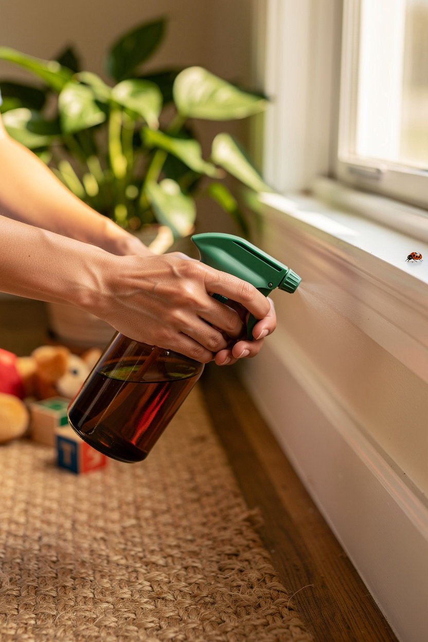 Recon Pest Control eco-friendly treatment protecting family and pets with plant-based pest solutions